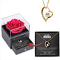 An meine Mama - Rosenbox + GRATIS Ohrringe - Weißgold Herz Halskette