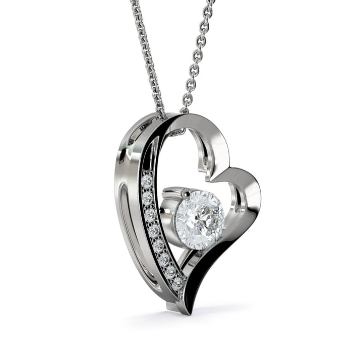 🌹 14k Weißgold Ausführung Herz Halskette + Ohrringe - An meinen Schatz
