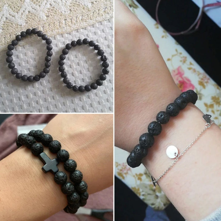 Armband für Herren mit Lavasteinperlen