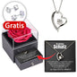Rosenbox + GRATIS Ohrringe - Weißgold Herz Halskette - An meinen Schatz