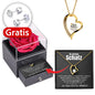 Rosenbox + GRATIS Ohrringe - Weißgold Herz Halskette - An meinen Schatz