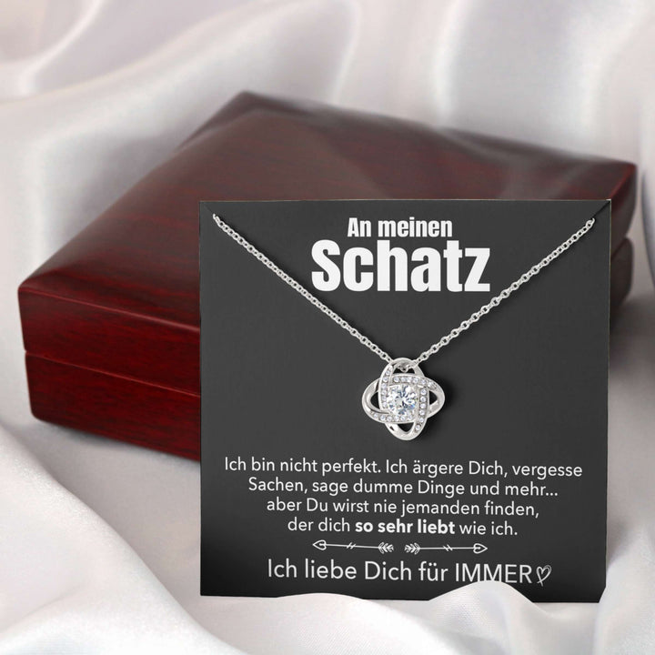 14k Weißgold Knoten Halskette - An meinen Schatz