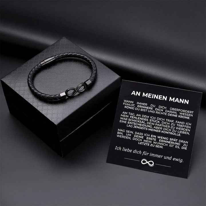 "An meinen Mann" - Personalisiertes Unendlichkeits-Armband mit Notiz