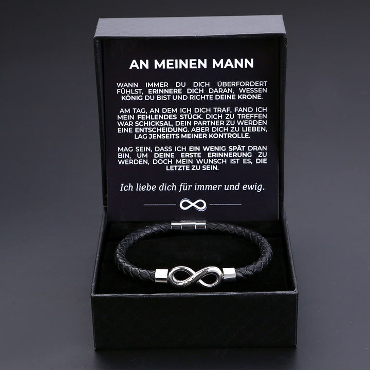 "An meinen Mann" - Personalisiertes Unendlichkeits-Armband mit Notiz