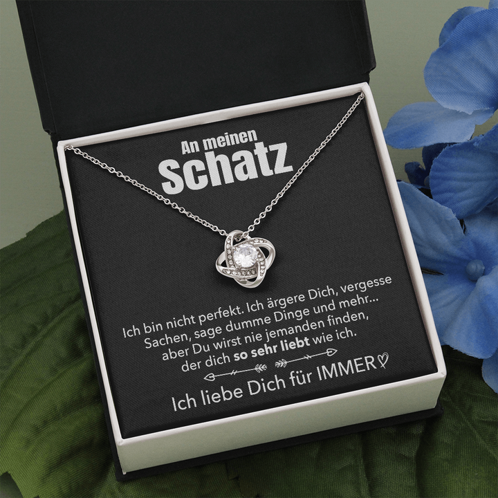 14k Weißgold Knoten Halskette - An meinen Schatz