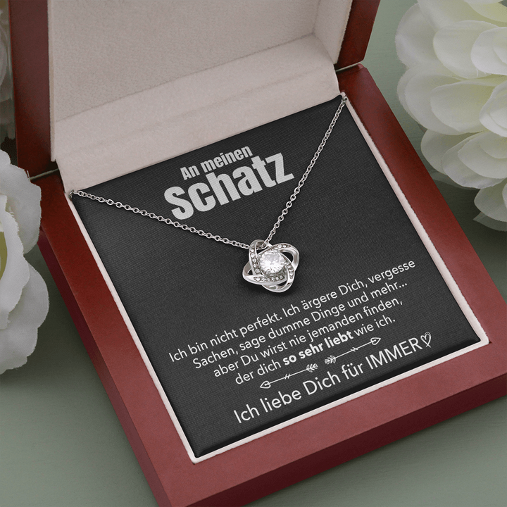 14k Weißgold Knoten Halskette - An meinen Schatz