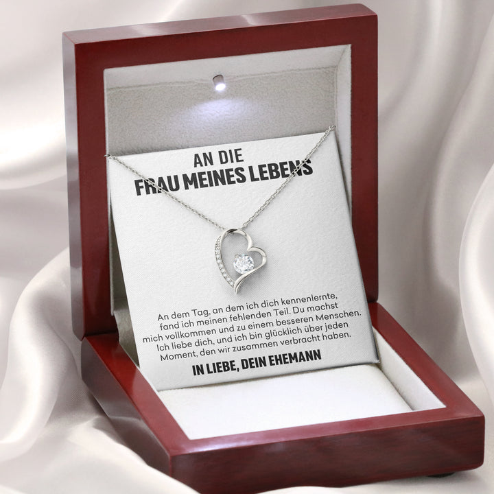 14k Weißgold Ausführung Herz Halskette - An die Frau meines Lebens