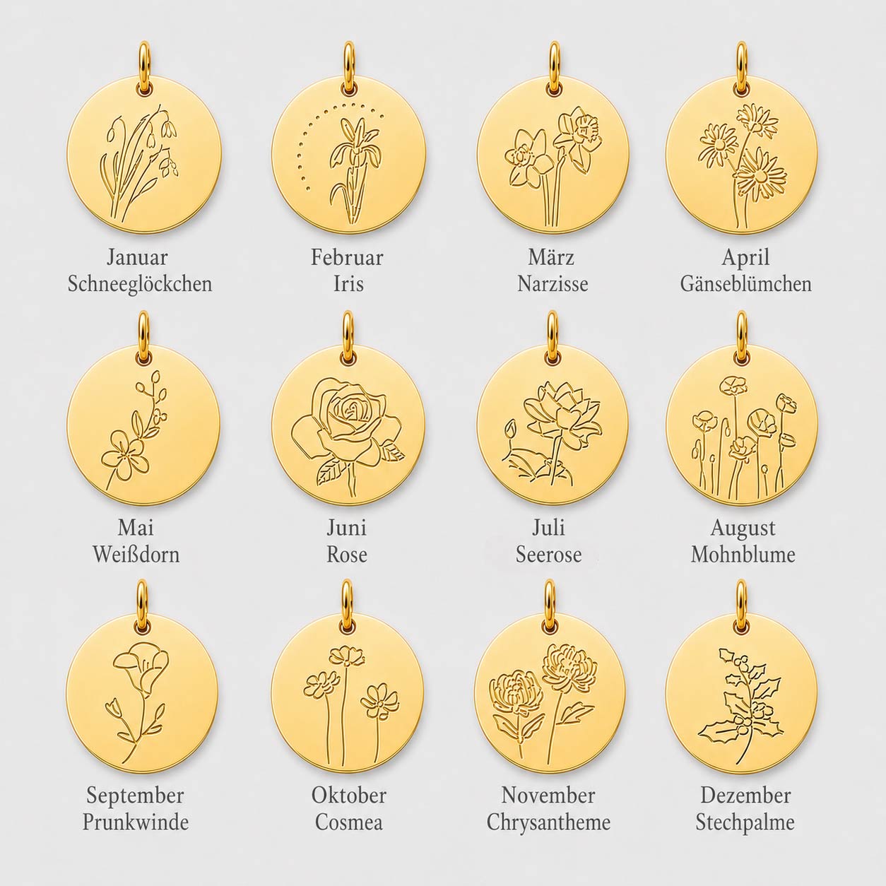 Halskette mit Geburtsblumen