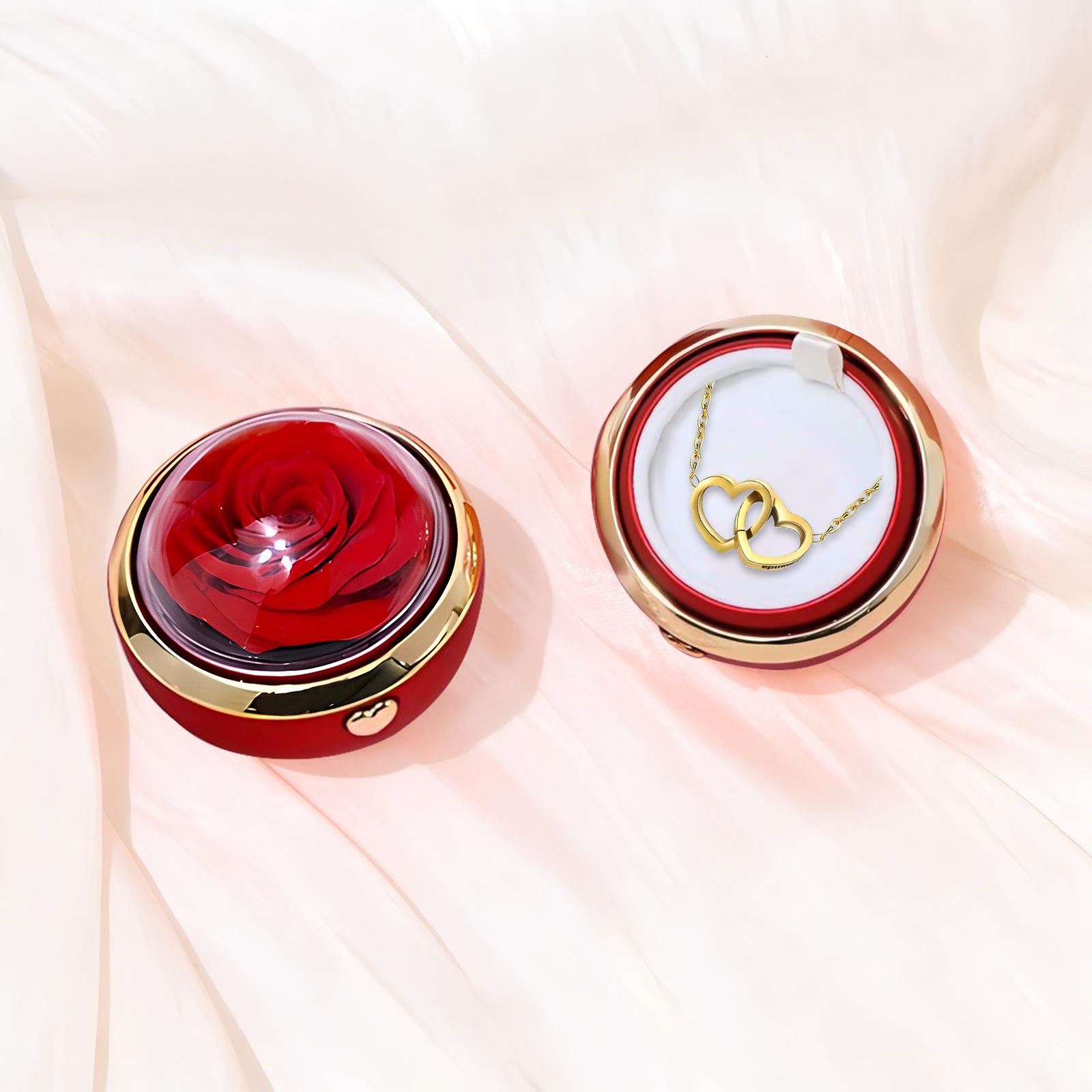Ewige Rosenbox - Mit versteckter 14k Gold Doppelhalskette