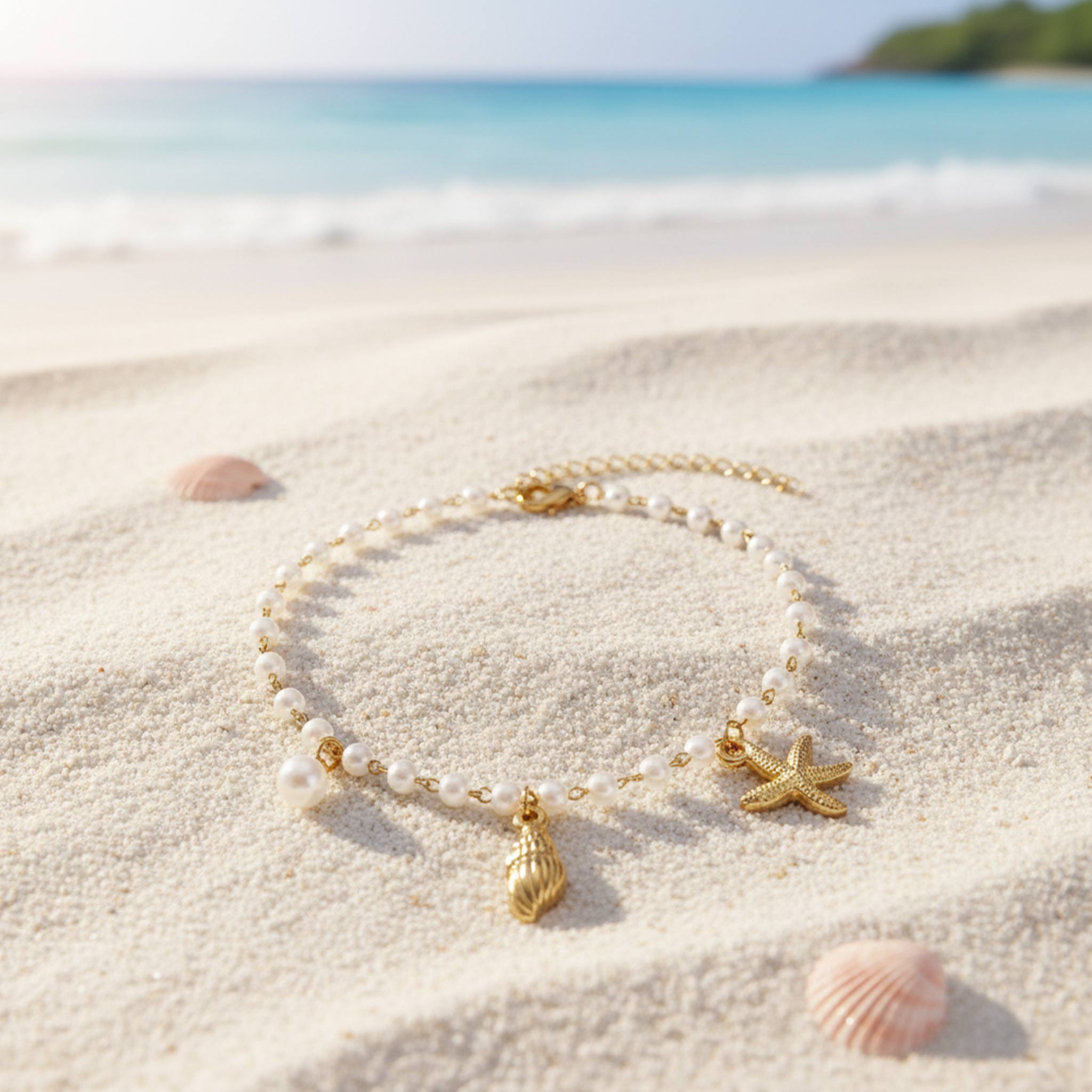 Strand Armband / Fußkette mit Charms