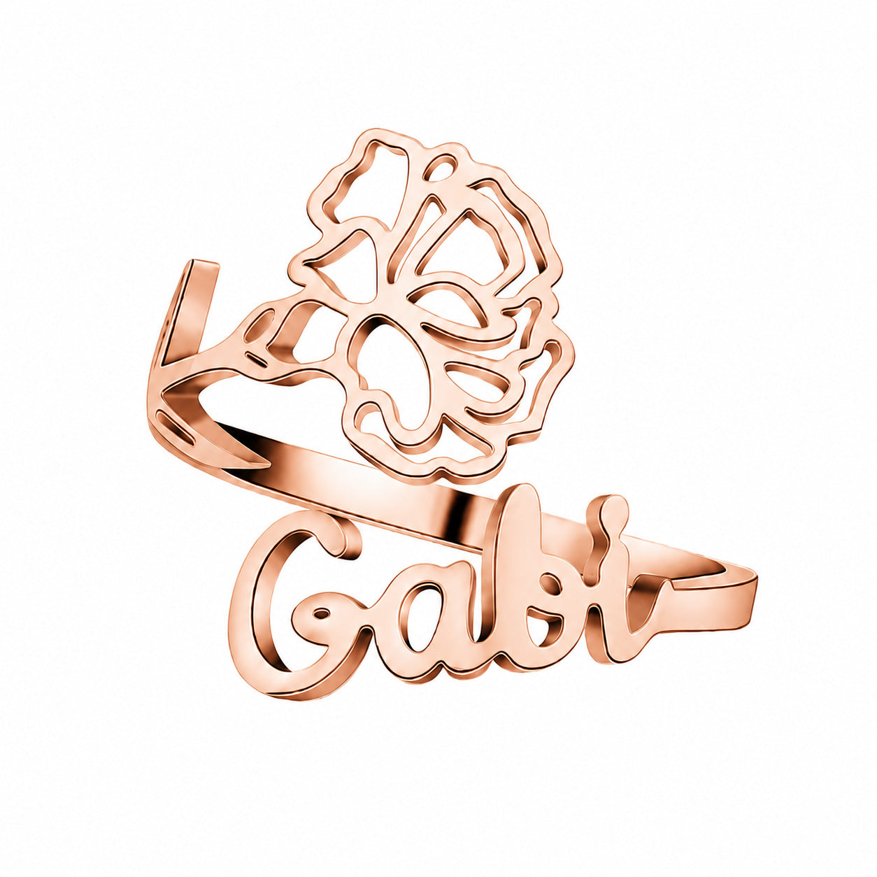Personalisierter Geburtsblumen-Ring mit Name