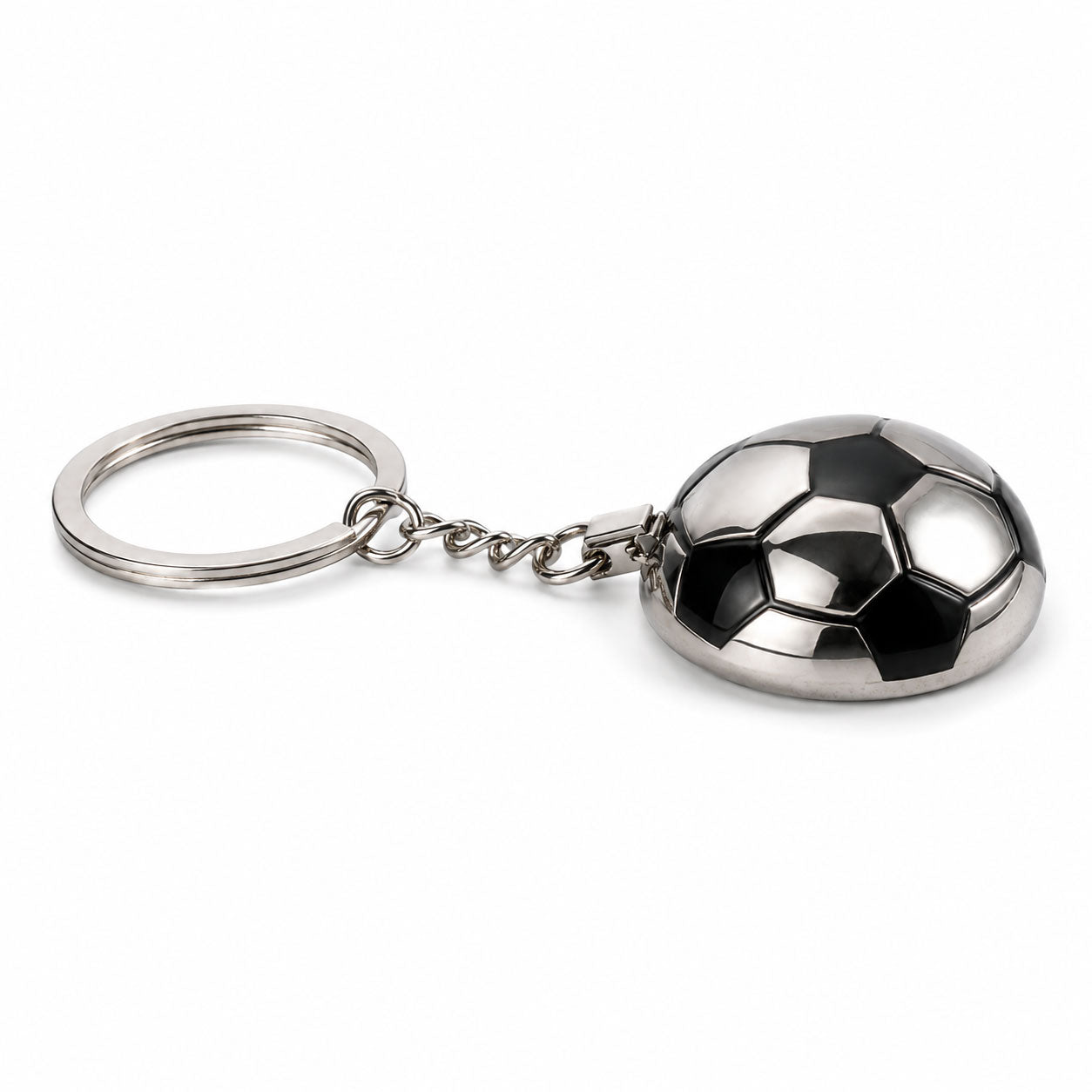 Fußball Schlüsselanhänger – Silberfarbener Ball Anhänger mit Schlüsselring