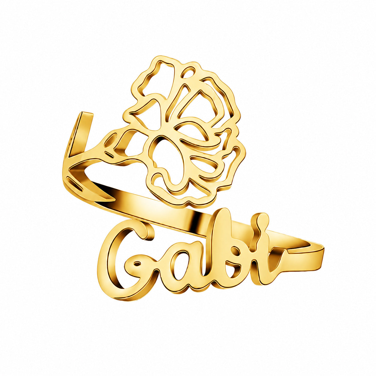 Personalisierter Geburtsblumen-Ring mit Name