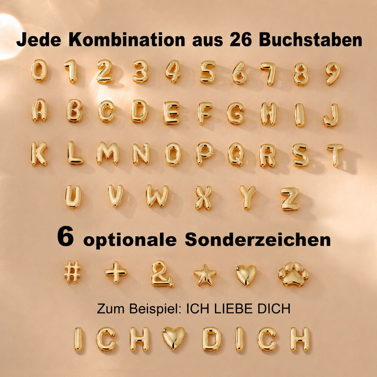 Personalisierte Buchstaben- und Zahlenkette