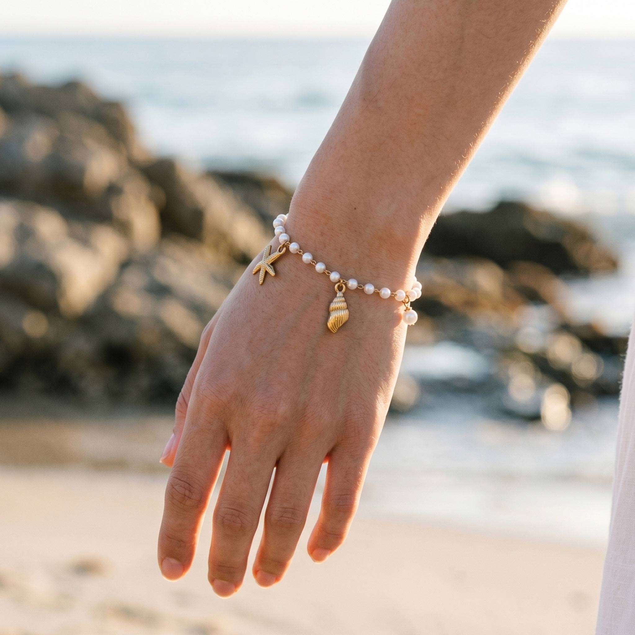 Strand Armband / Fußkette mit Charms