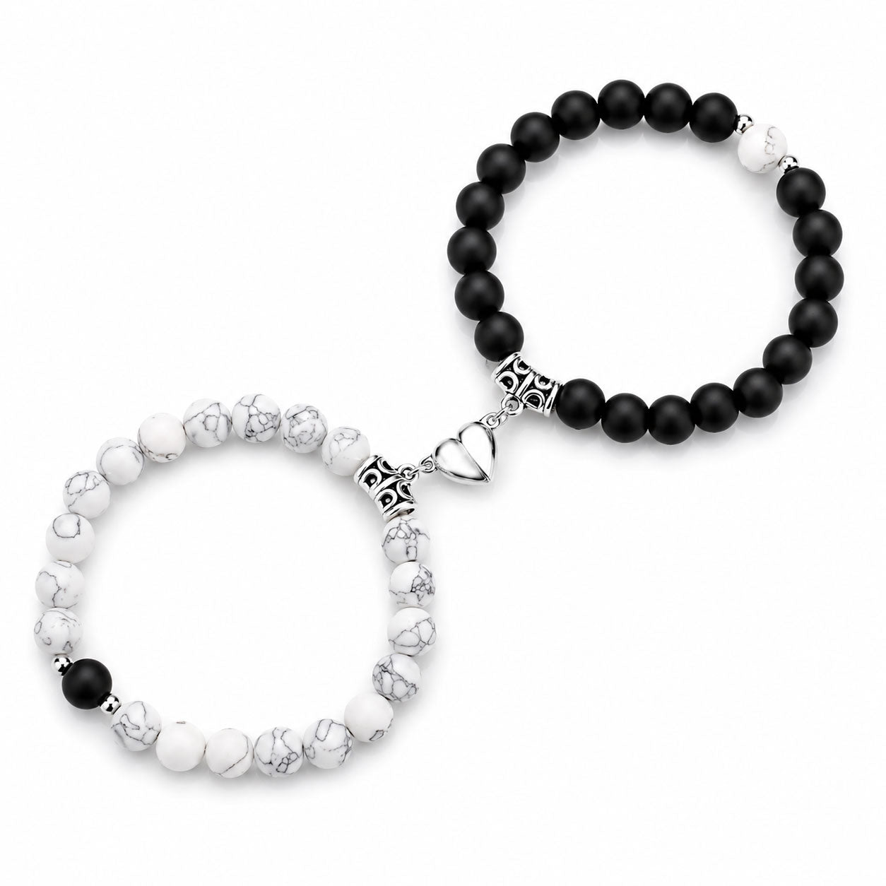 Magnetische Armbänder für Paare, 2er-Set, Naturstein-Perlenarmband, magnetisches Liebesarmband, Geschenk für Paare/Freund/Freundin