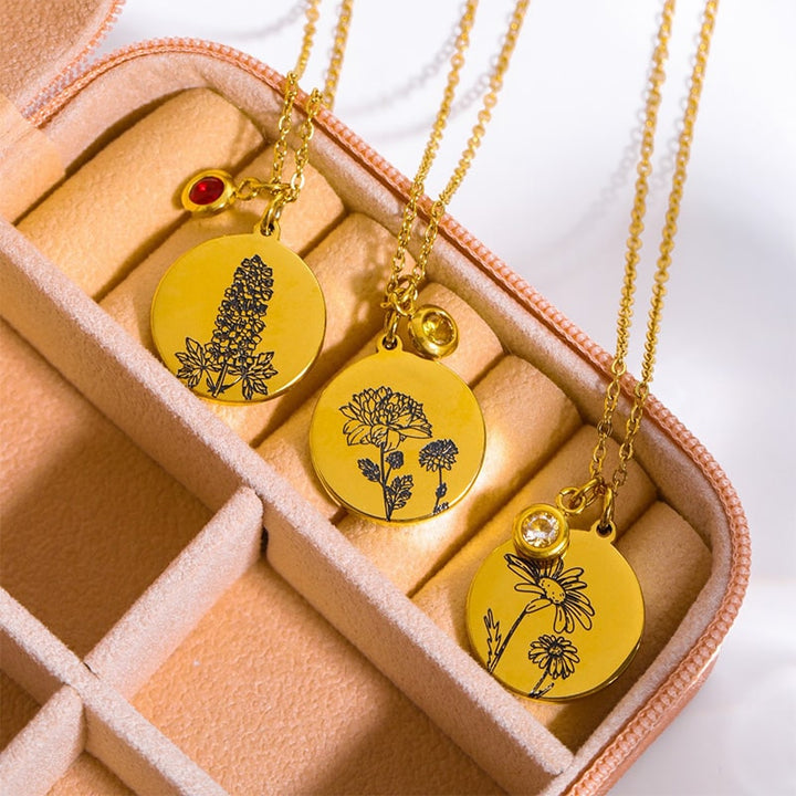 "Baue deinen Blumenstrauß" - Personalisierte Geburtsmonats-Blumen-Kette - Geschenk für Frauen, Mutter, Oma, Schwestern, Freund