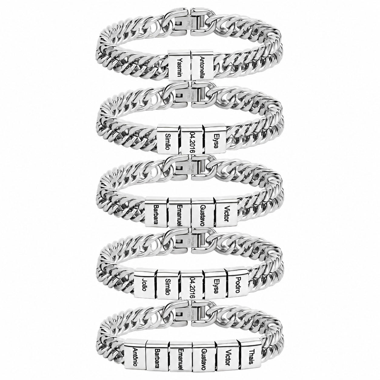 Cuban Chain Namensarmband mit personalisierbaren Namen Beads