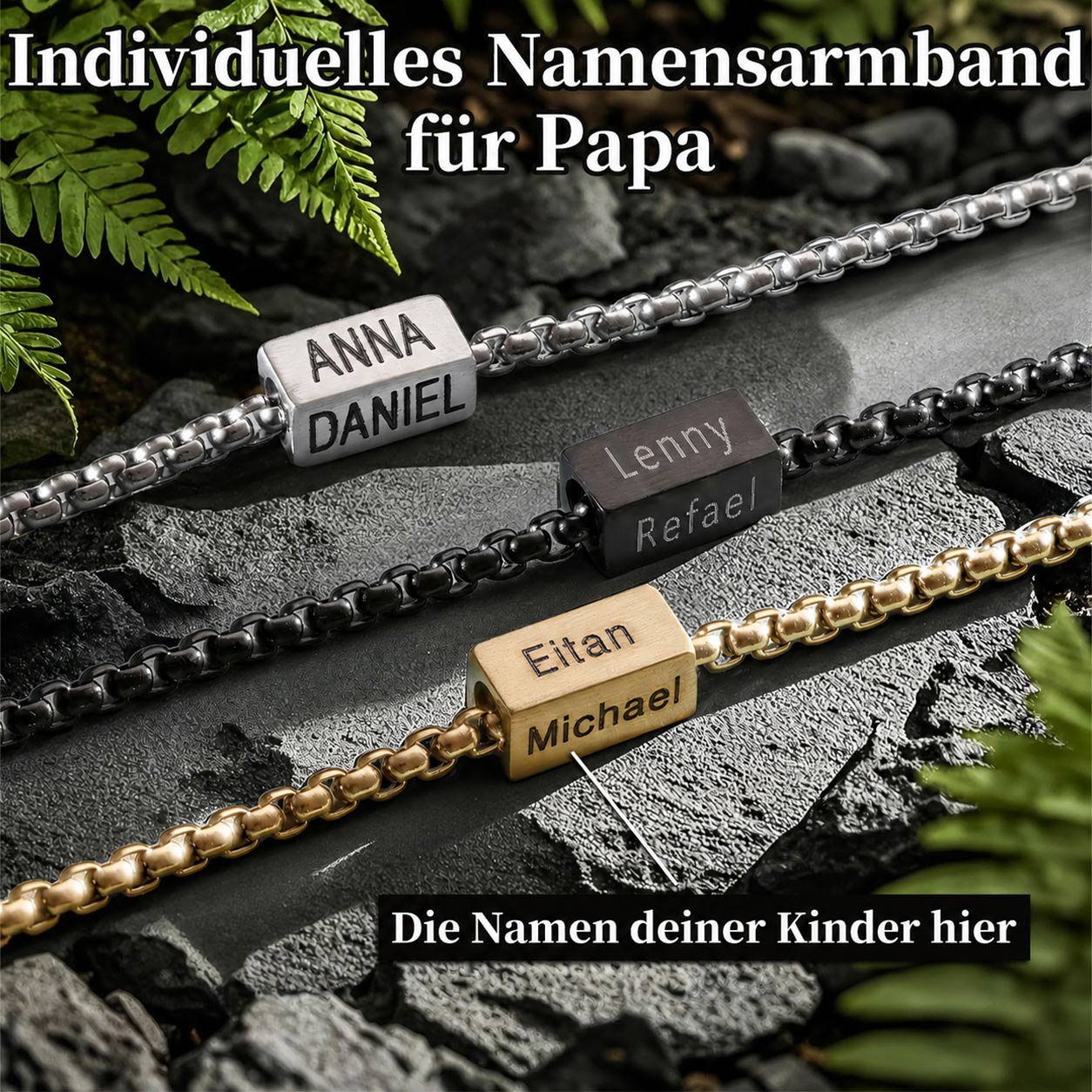 Personalisiertes Würfelarmband mit Namen