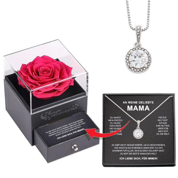 Produktbild von Ewige Rose Mit Glas-Engel & 925er Silber Halskette – Geschenkset Für Frauen In Überraschungsbox