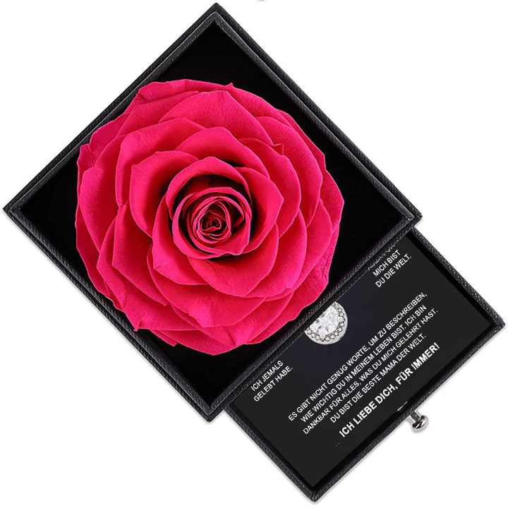 Rosenbox - Weißgold Ausführung Kreis Halskette - An meine Mama - Muttertagsgeschenk