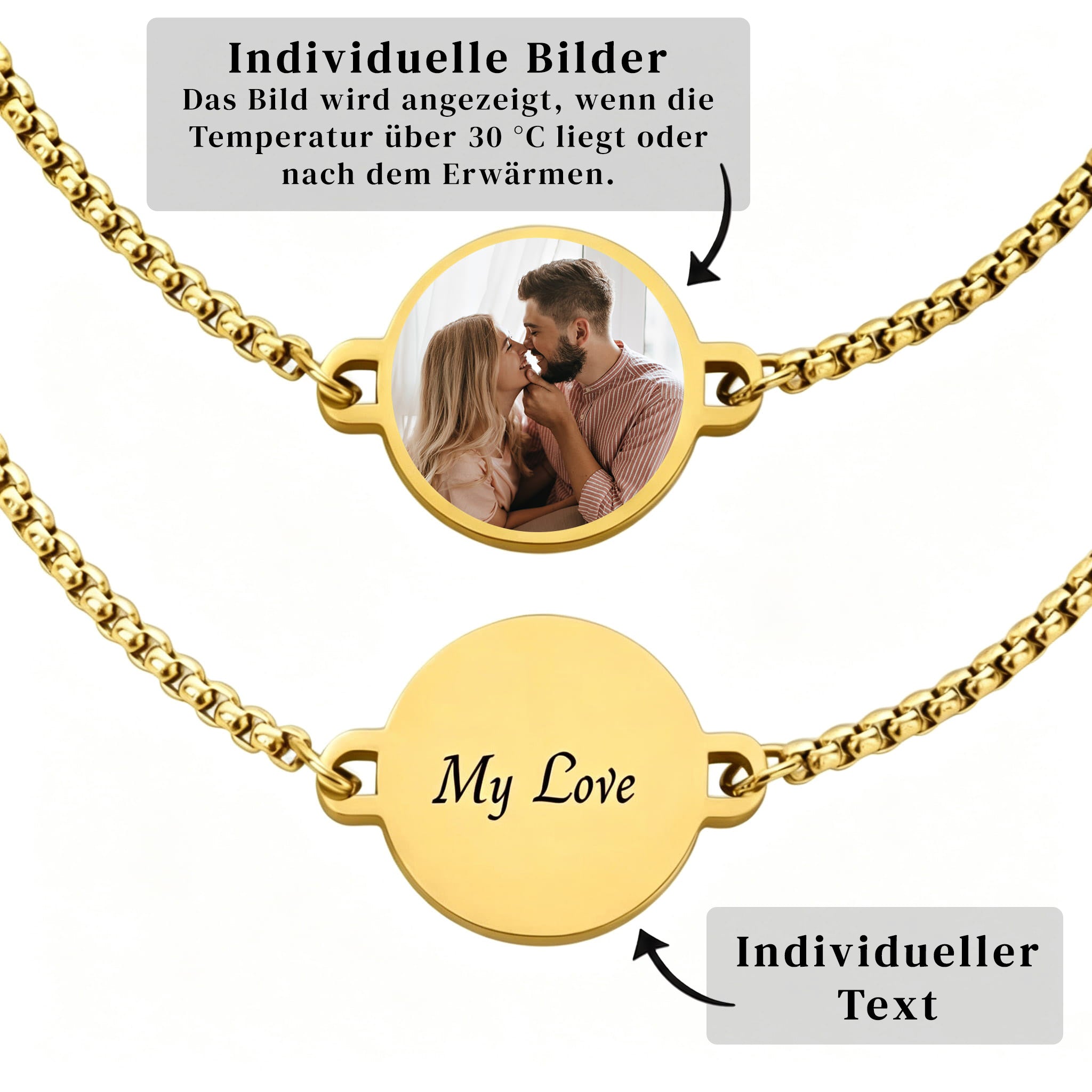 Wärmeaktiviertes Armband mit personalisiertem Foto