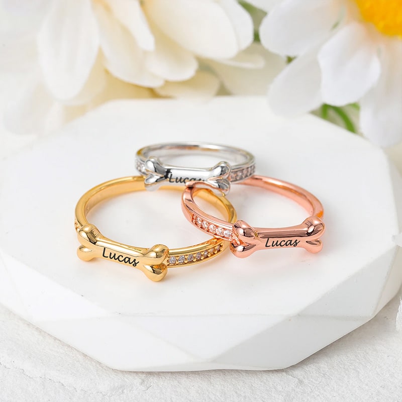 Personalisierter Hunde Knochenring
