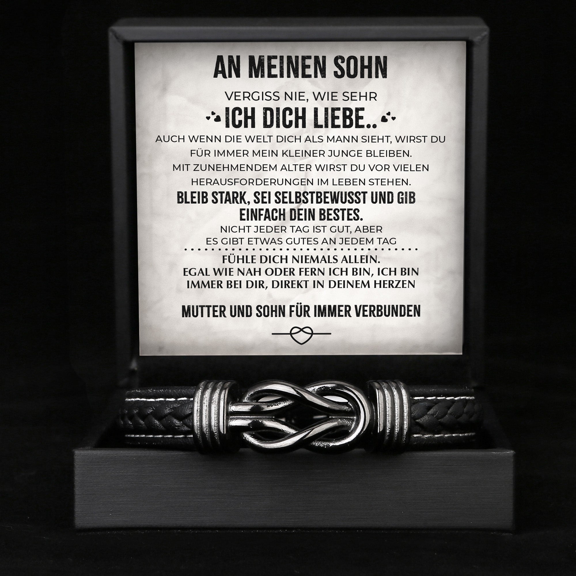 An meinen Sohn - Herren Unendlichkeit Lederarmband mit Geschenkbox