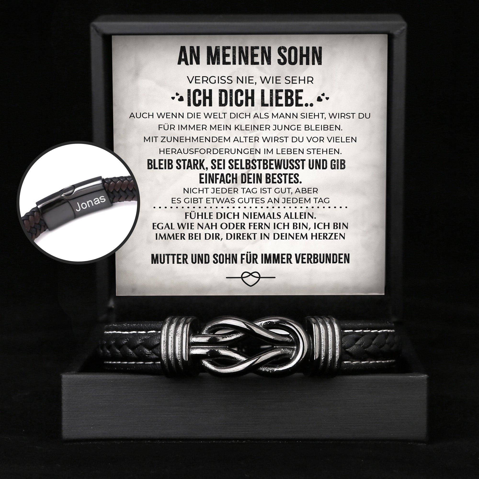An meinen Sohn - Herren Unendlichkeit Lederarmband mit Geschenkbox