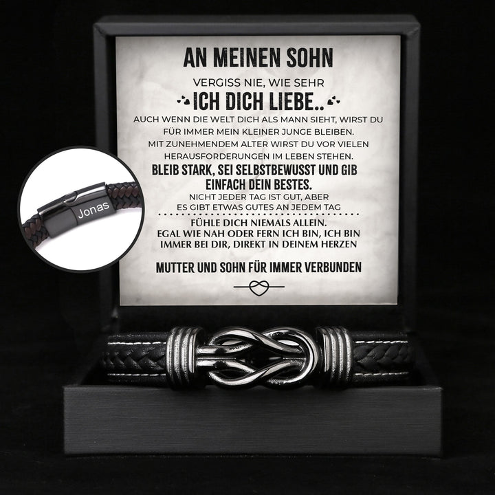 An Meinen Sohn - Herren Unendlichkeit Lederarmband mit Geschenkbox
