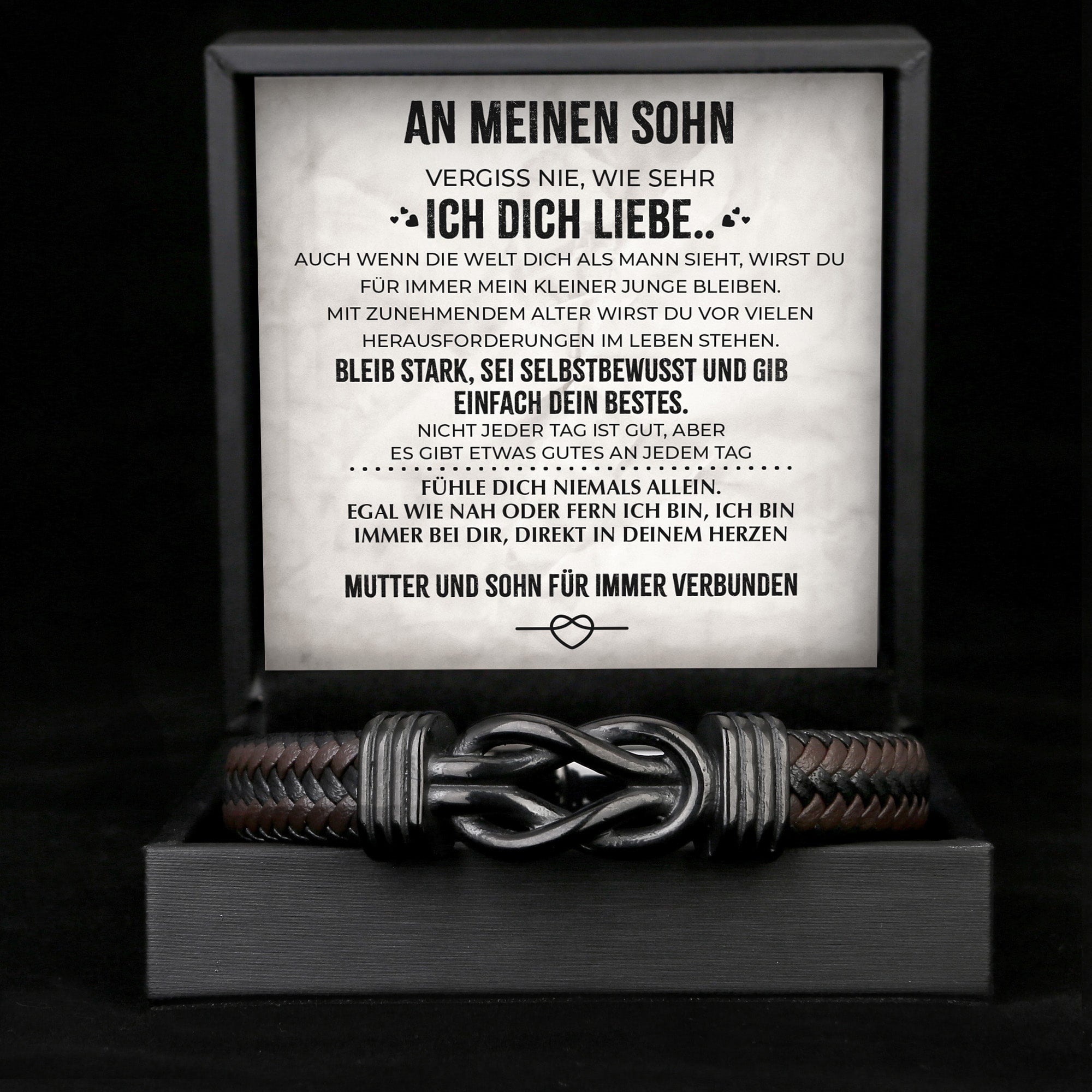 An meinen Sohn - Herren Unendlichkeit Lederarmband mit Geschenkbox