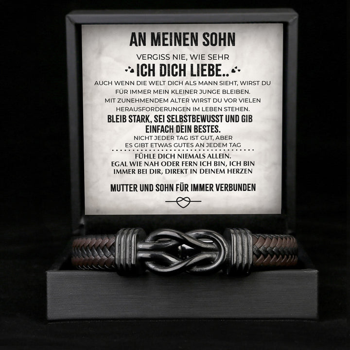An Meinen Sohn - Herren Unendlichkeit Lederarmband mit Geschenkbox
