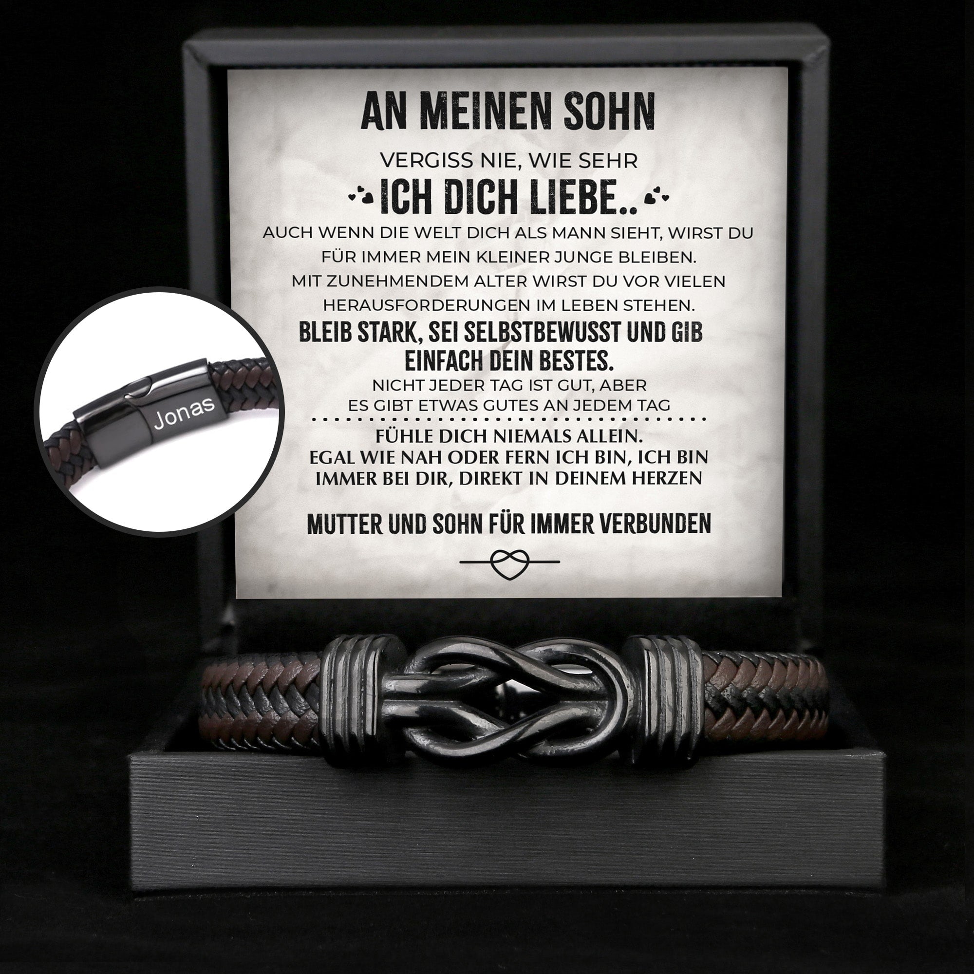 An meinen Sohn - Herren Unendlichkeit Lederarmband mit Geschenkbox