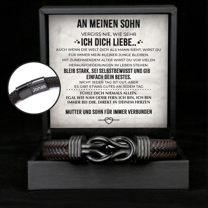 An Meinen Sohn - Herren Unendlichkeit Lederarmband mit Geschenkbox