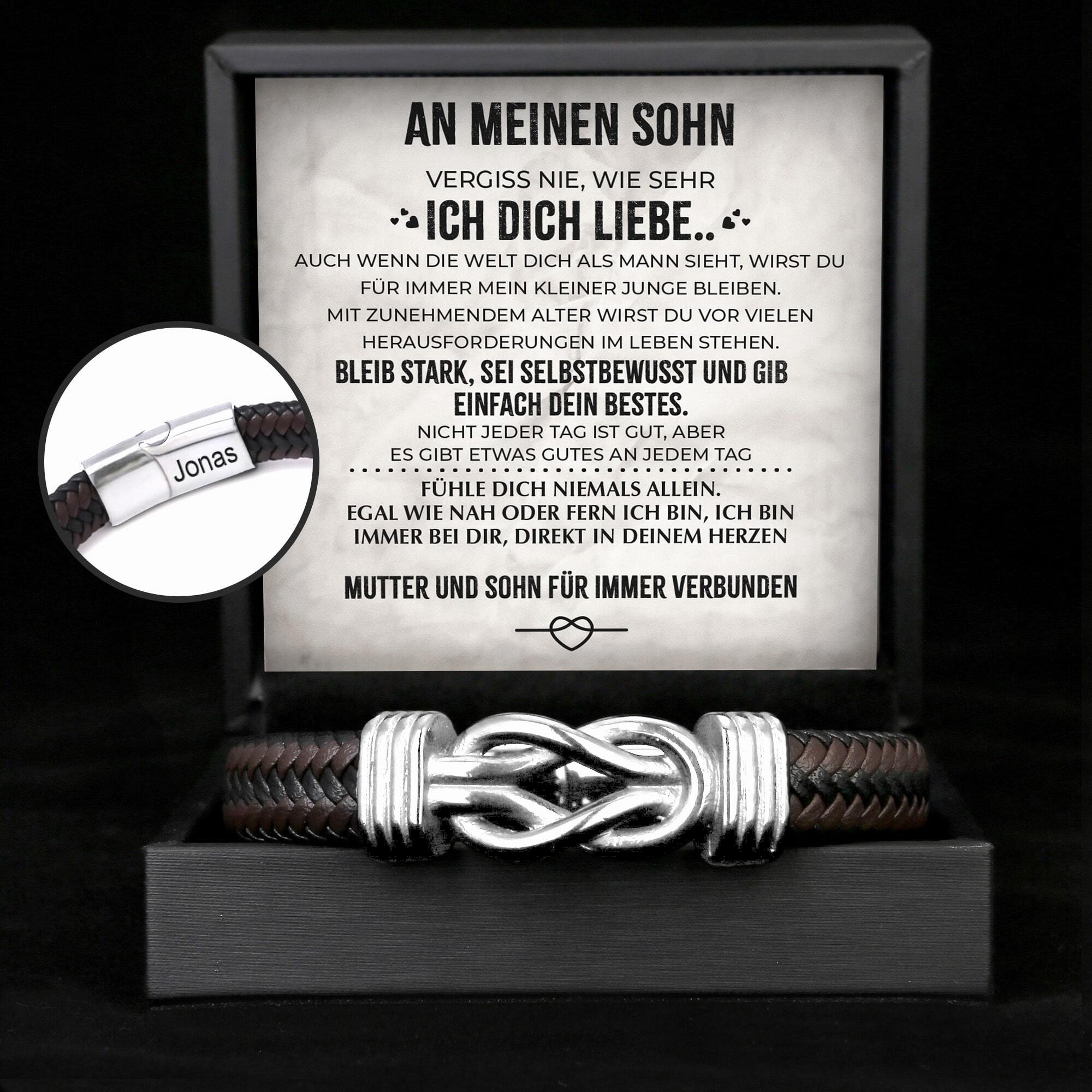 An meinen Sohn - Herren Unendlichkeit Lederarmband mit Geschenkbox