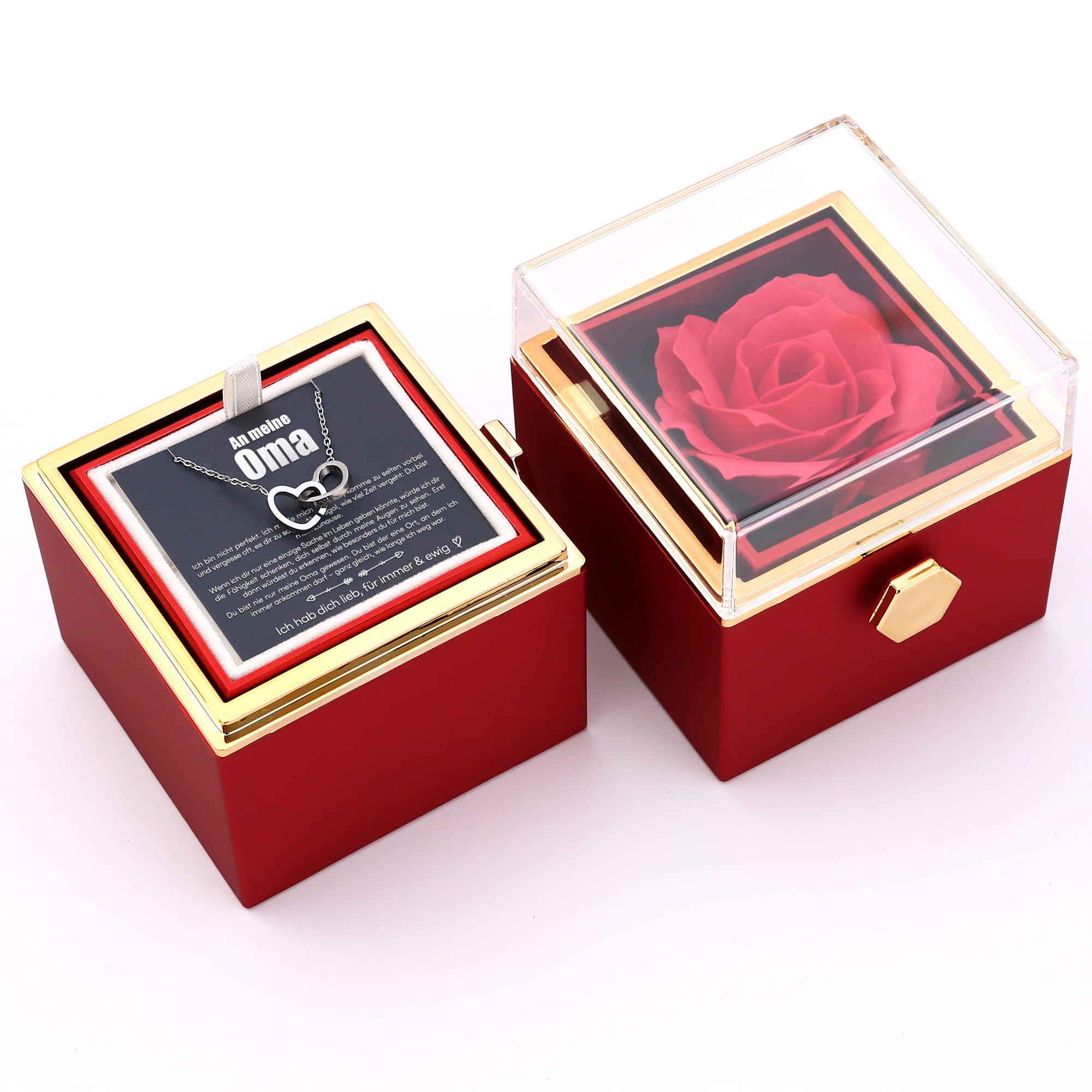 An meine Oma - Ewige Rosenbox mit versteckter Halskette