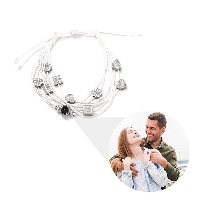 Personalisiertes Fotoarmband mit Liebesanhängern