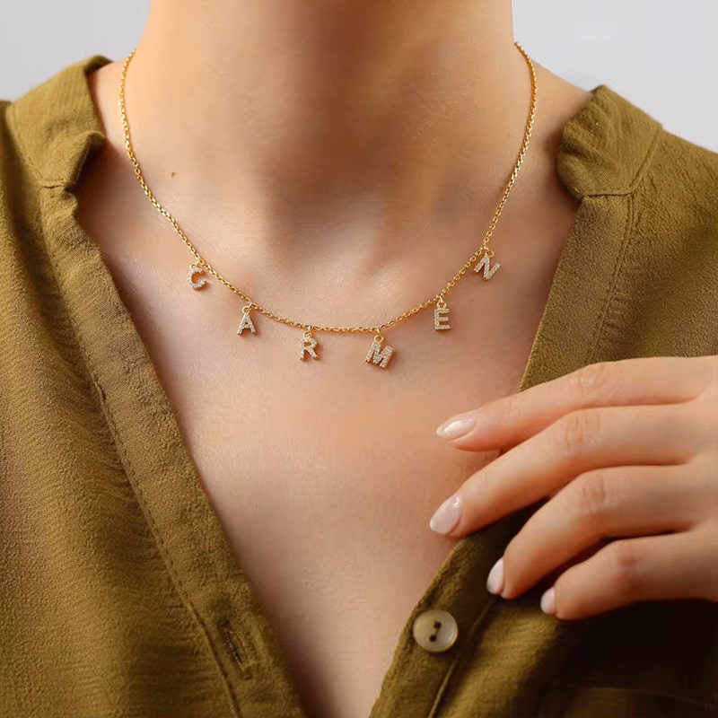 Buchstaben Choker mit Zirkonia