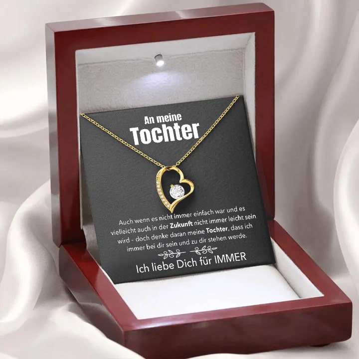 14k Weißgold Ausführung Herz-Halskette - An meine Tochter