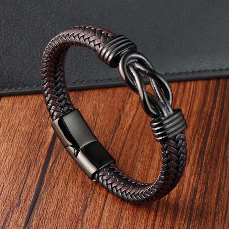 An Meinen Sohn - Herren Unendlichkeit Lederarmband mit Geschenkbox