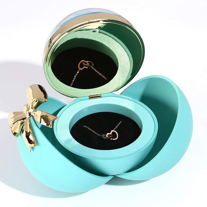 Kugel Rosenbox - Mit Gravur-Doppelherzkette