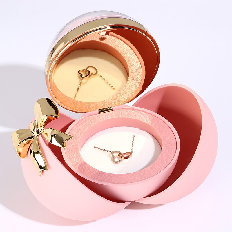 Kugel Rosenbox - Mit Gravur-Doppelherzkette