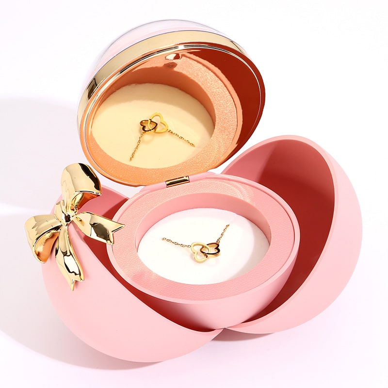 Kugel Rosenbox - Mit Gravur-Doppelherzkette