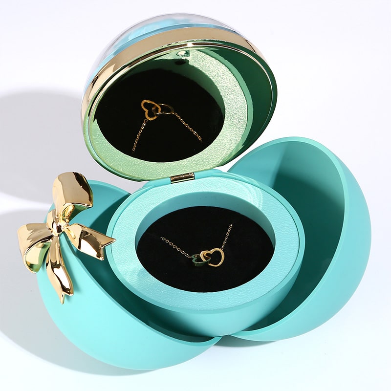 Kugel Rosenbox - Mit Gravur-Doppelherzkette