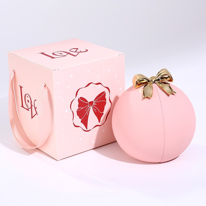 Kugel Rosenbox - Mit Gravur-Doppelherzkette