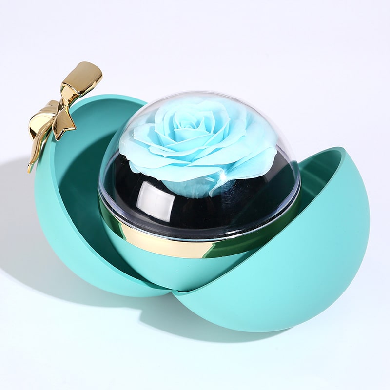 Kugel Rosenbox - Mit Gravur-Doppelherzkette