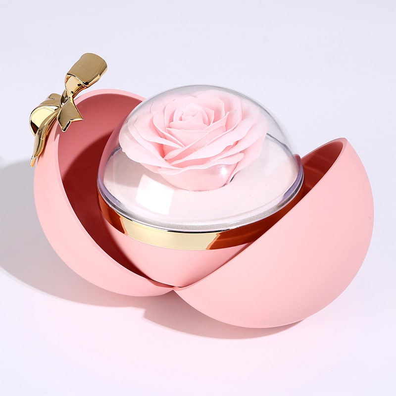 Kugel Rosenbox - Mit Gravur-Doppelherzkette