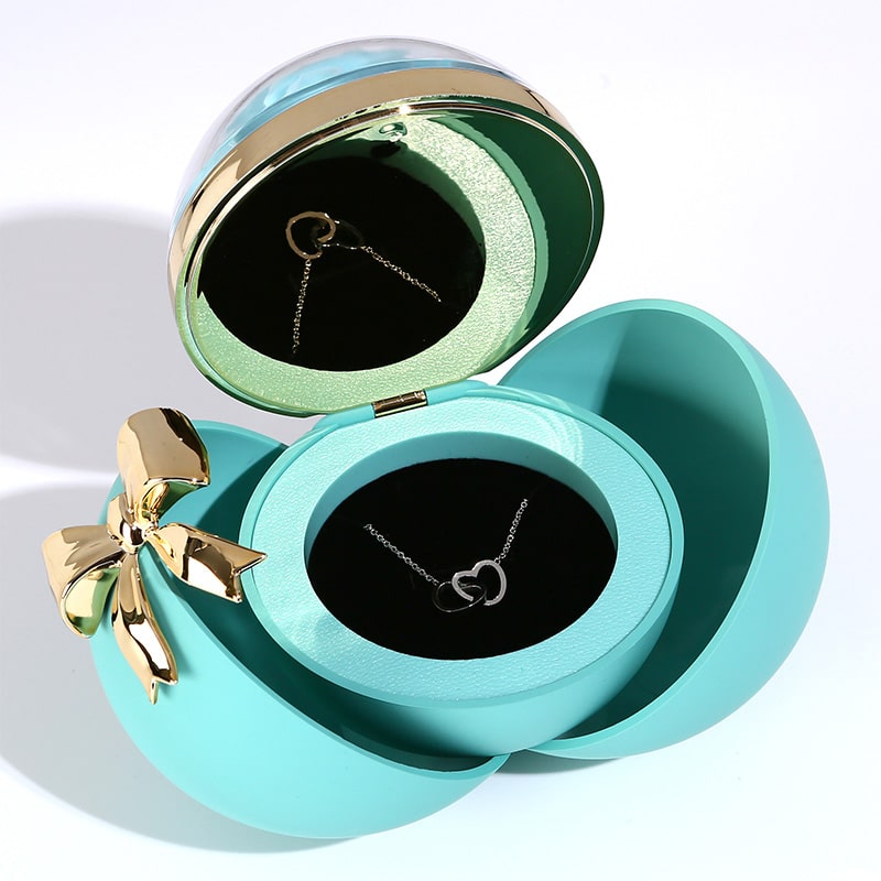 Kugel Rosenbox - Mit Gravur-Doppelherzkette