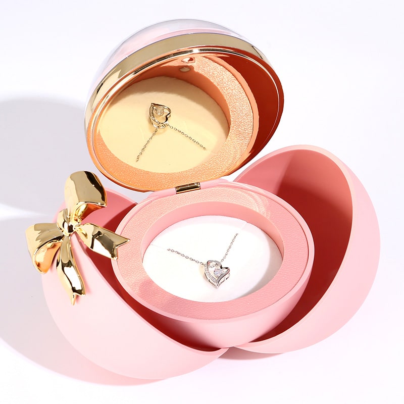 Kugel Rosenbox - Mit 14k Weißgold Herz Halskette