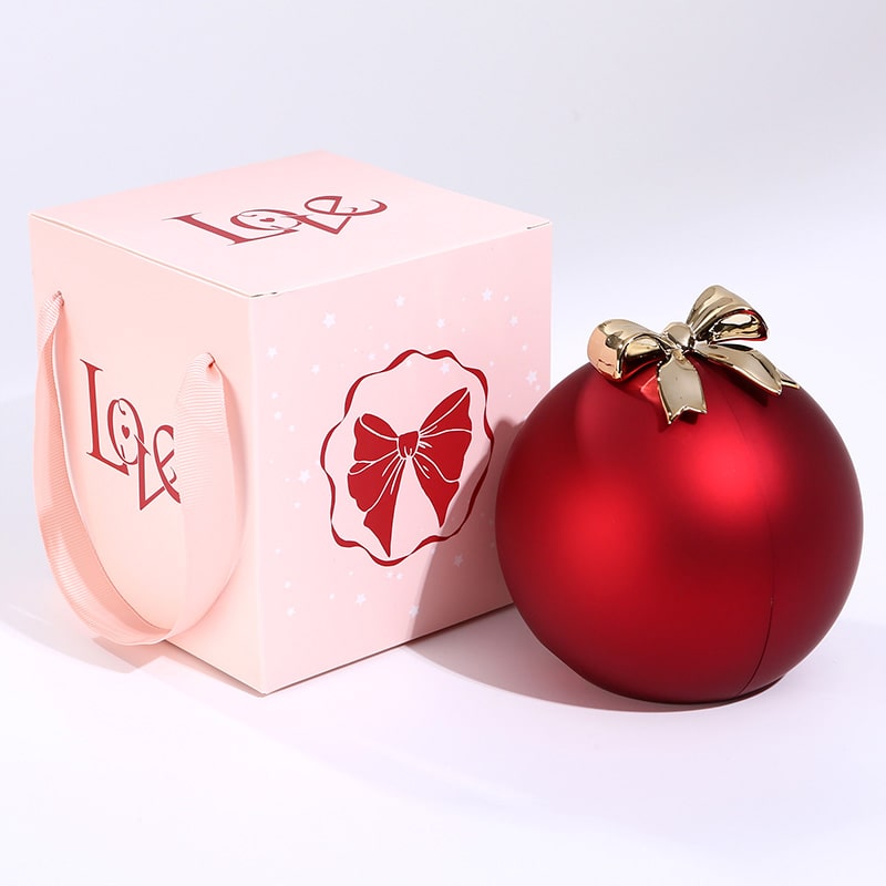 Kugel Rosenbox - Mit 14k Weißgold Herz Halskette